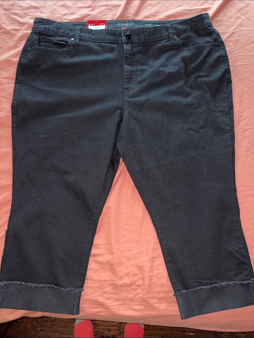 Jennifer Lopez Black Relaxed Cuffed Womens capri Jeans